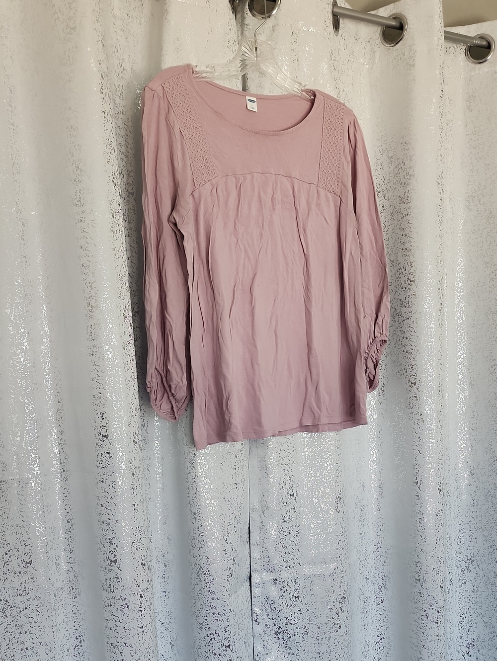 Flash Sale! "Old Navy" Long-Sleeve Crochet Yoke Top 🩷